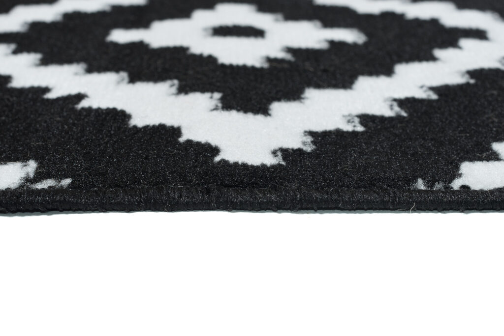 Alfombra Luxury Negro Blanco Geométrico Diamante