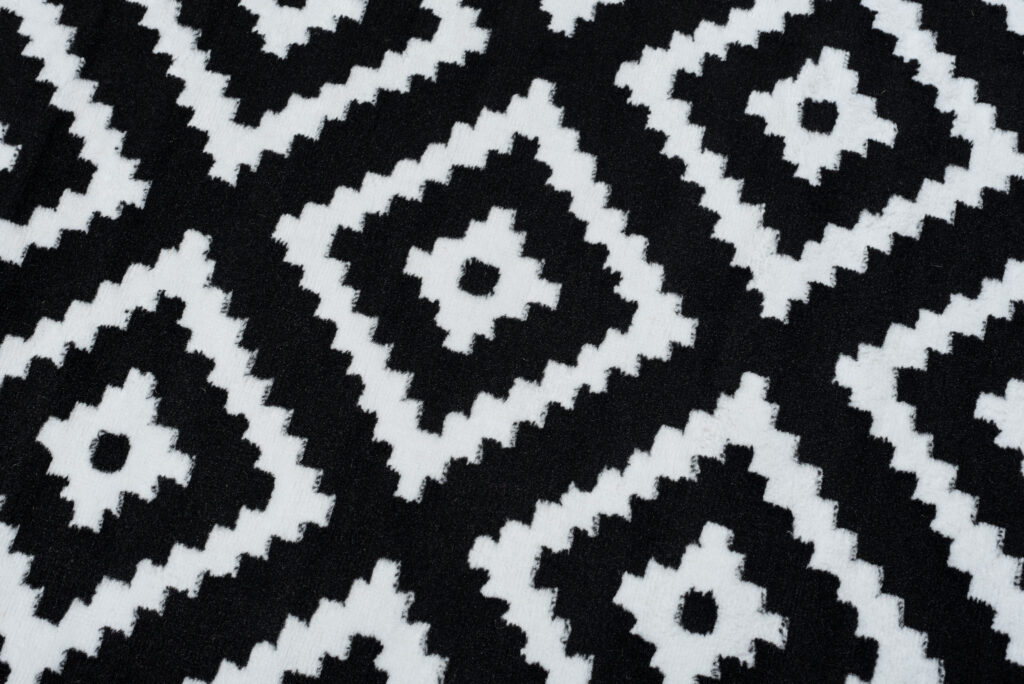 Alfombra Luxury Negro Blanco Geométrico Diamante