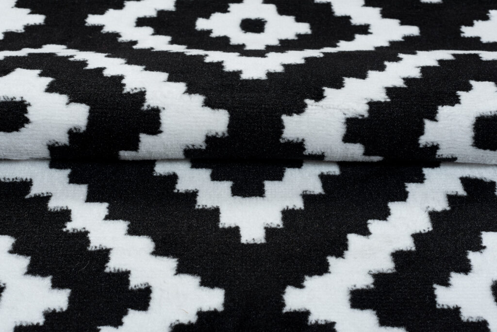 Alfombra Luxury Negro Blanco Geométrico Diamante