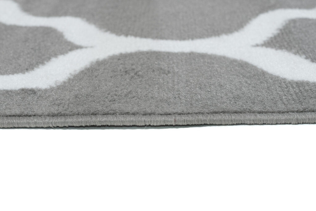 Alfombra Luxury Gris Claro Blanco Geométrico Trellis