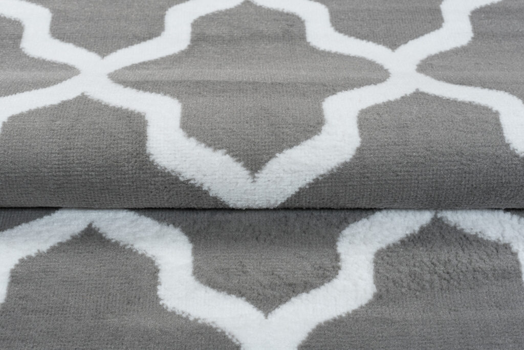 Alfombra Luxury Gris Claro Blanco Geométrico Trellis