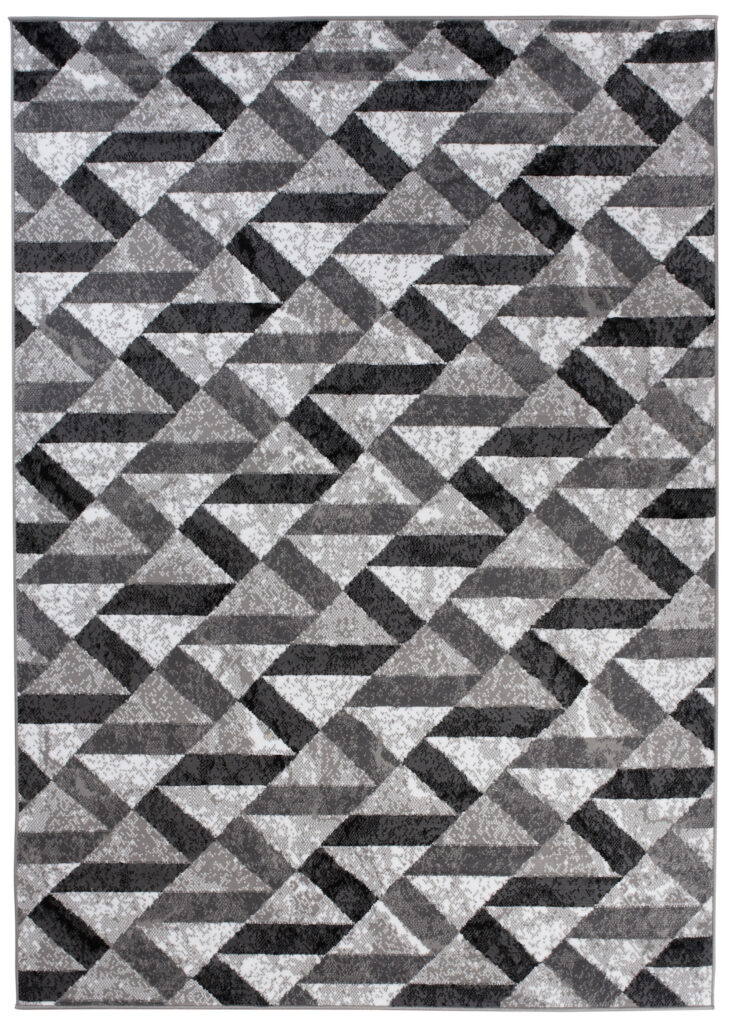 Alfombra Maya Gris Negro Abstracto Zigzag