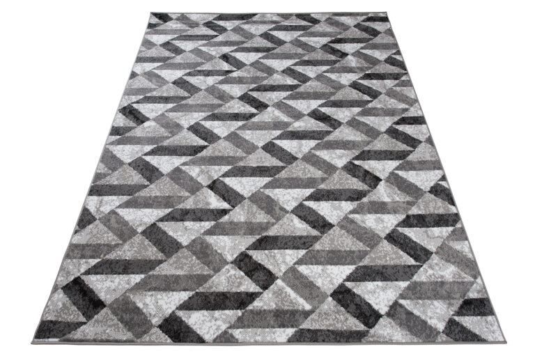 Alfombra Maya Gris Negro Abstracto Zigzag