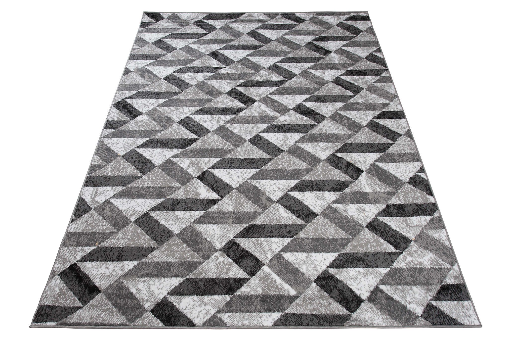 Alfombra Maya Gris Negro Abstracto Zigzag