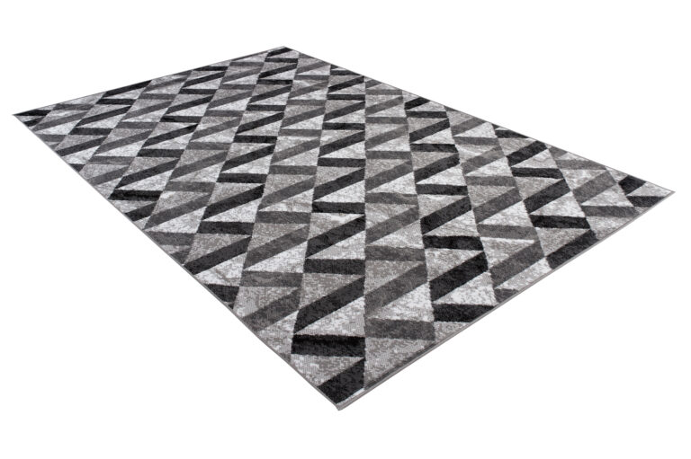 Alfombra Maya Gris Negro Abstracto Zigzag