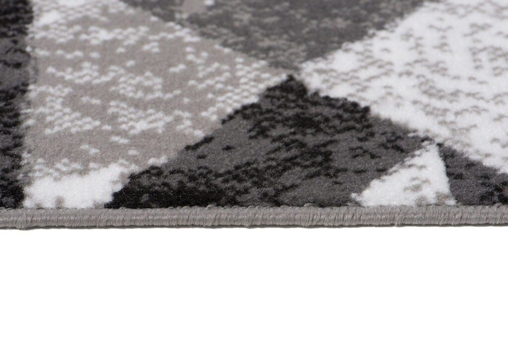 Alfombra Maya Gris Negro Abstracto Zigzag