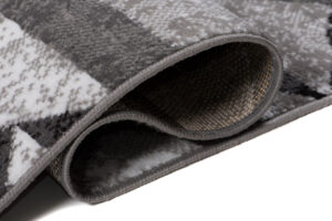 Alfombra Maya Gris Negro Abstracto Zigzag