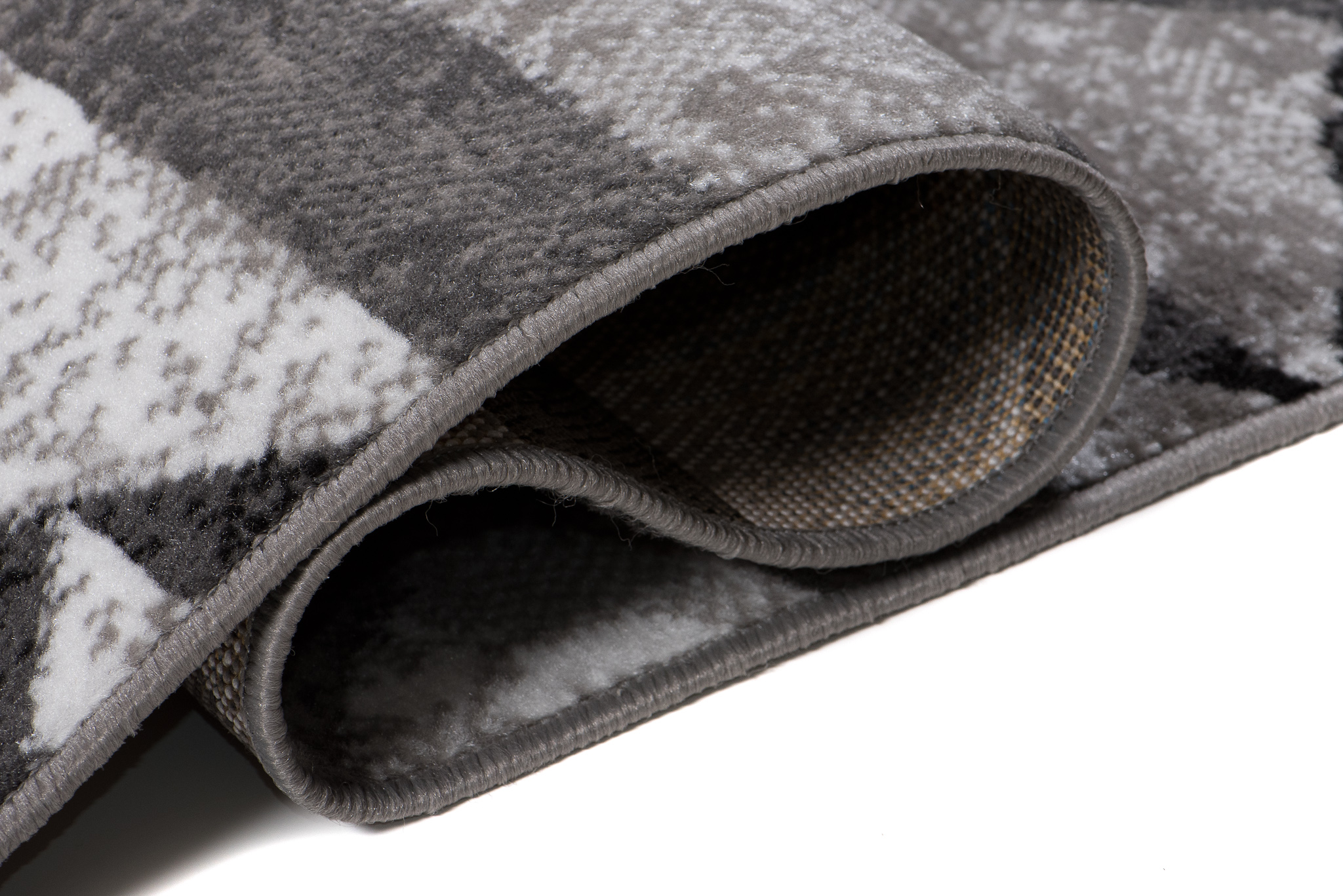 Alfombra Maya Gris Negro Abstracto Zigzag