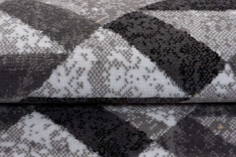 Alfombra Maya Gris Negro Abstracto Zigzag