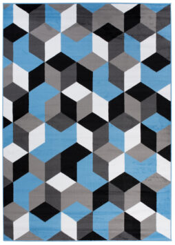 Alfombra Maya Gris Azul Cubos