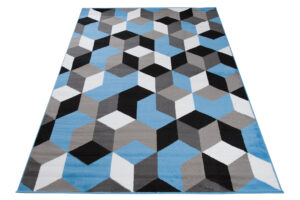 Alfombra Maya Gris Azul Cubos