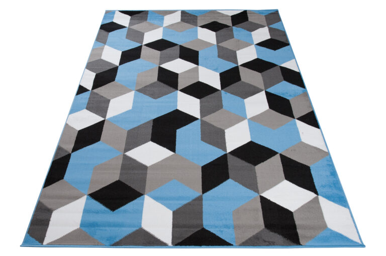 Alfombra Maya Gris Azul Cubos