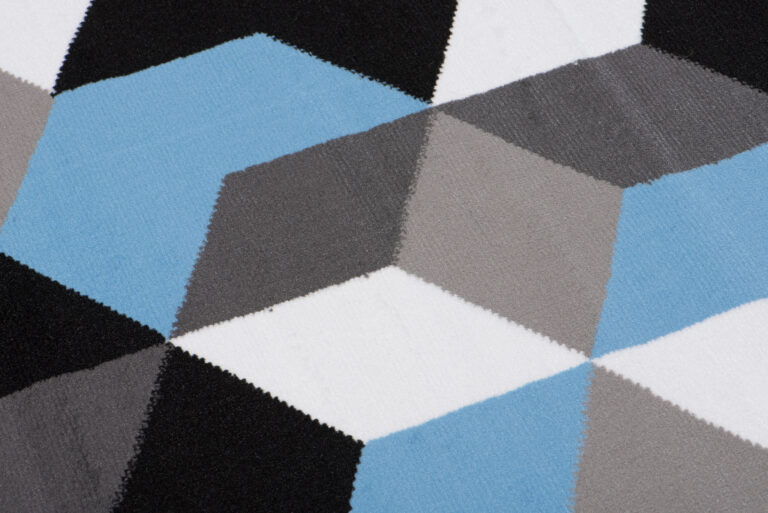 Alfombra Maya Gris Azul Cubos