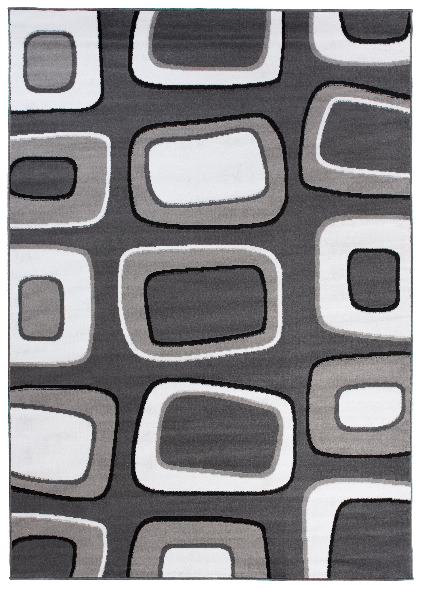 Alfombra Maya Gris Blanco Geométrico