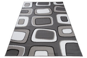 Alfombra Maya Gris Blanco Geométrico