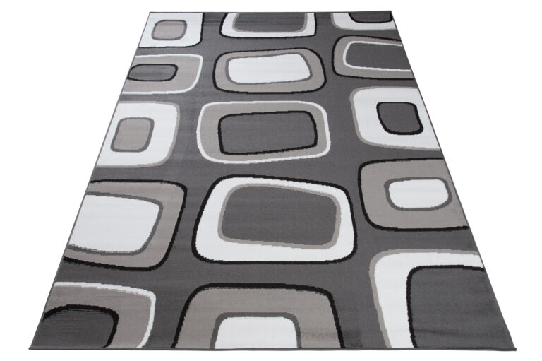 Alfombra Maya Gris Blanco Geométrico