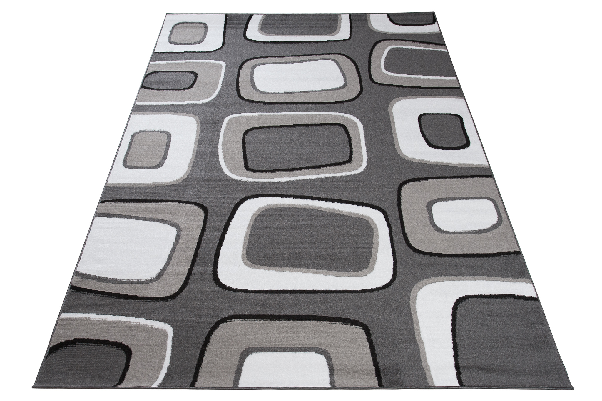 Alfombra Maya Gris Blanco Geométrico