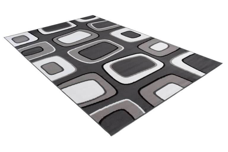 Alfombra Maya Gris Blanco Geométrico