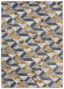 Alfombra Maya Gris Amarillo Abstracto Zigzag