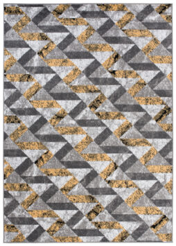 Alfombra Maya Gris Amarillo Abstracto Zigzag