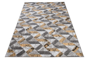 Alfombra Maya Gris Amarillo Abstracto Zigzag