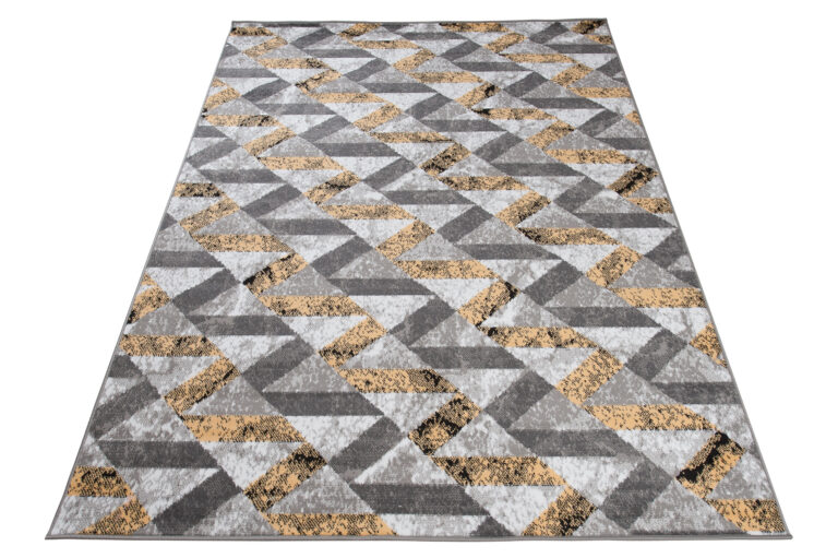 Alfombra Maya Gris Amarillo Abstracto Zigzag