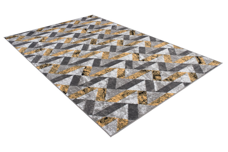 Alfombra Maya Gris Amarillo Abstracto Zigzag