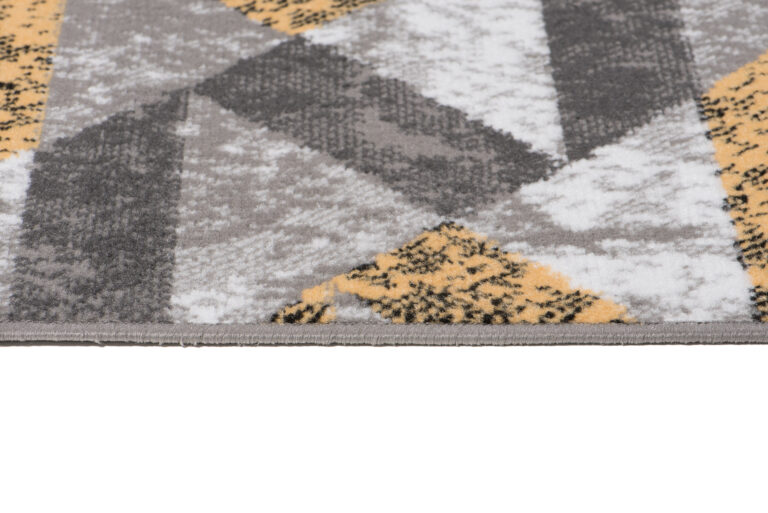 Alfombra Maya Gris Amarillo Abstracto Zigzag