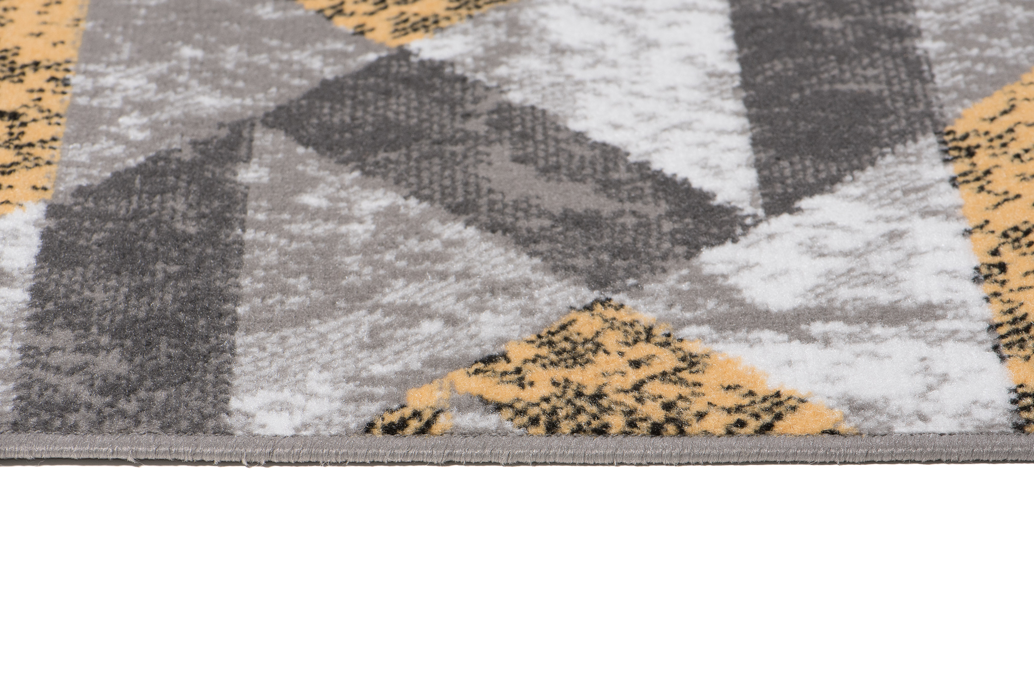 Alfombra Maya Gris Amarillo Abstracto Zigzag