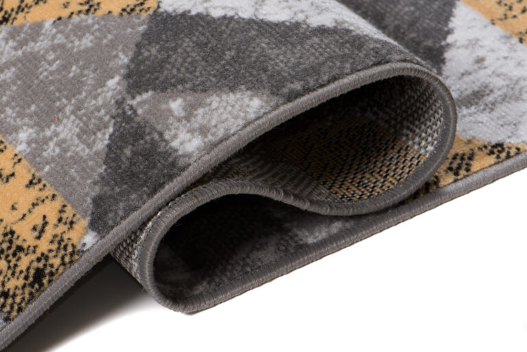 Alfombra Maya Gris Amarillo Abstracto Zigzag