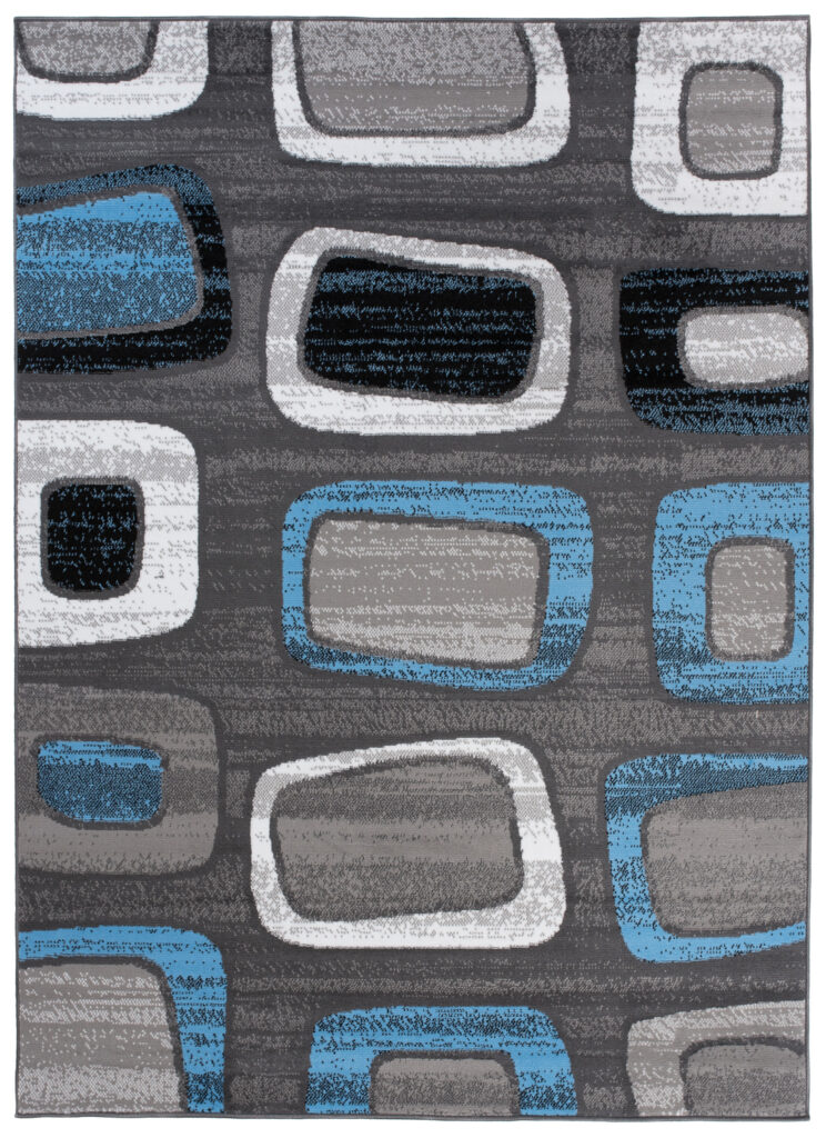 Alfombra Maya Azul Gris Geométrico