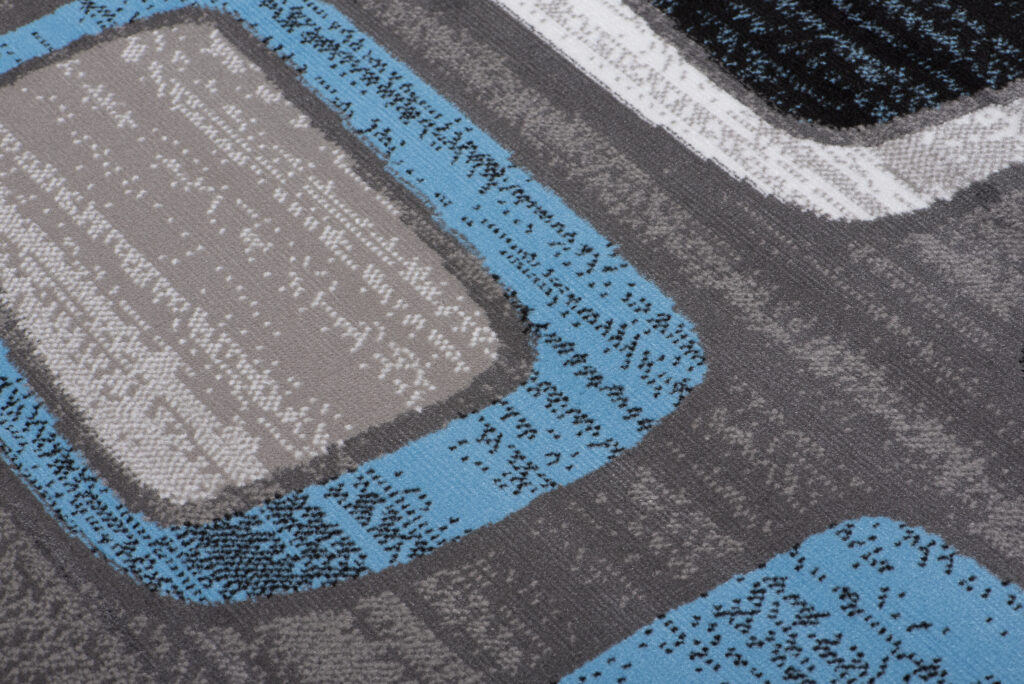 Alfombra Maya Azul Gris Geométrico