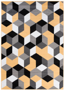 Alfombra Maya Gris Amarillo Cubos