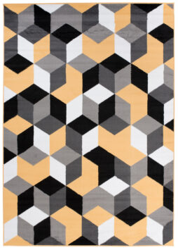 Alfombra Maya Gris Amarillo Cubos