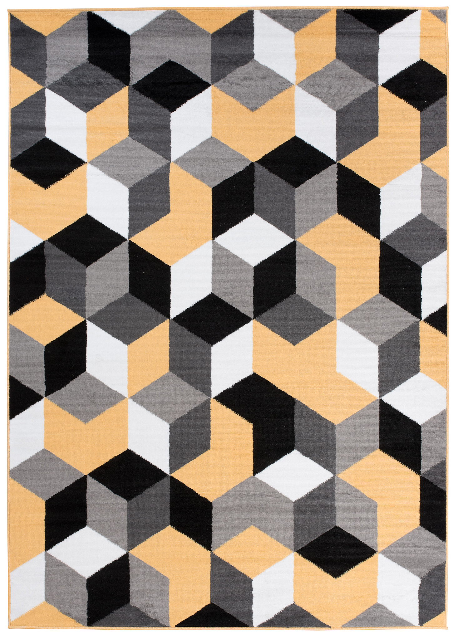 Alfombra Maya Gris Amarillo Cubos