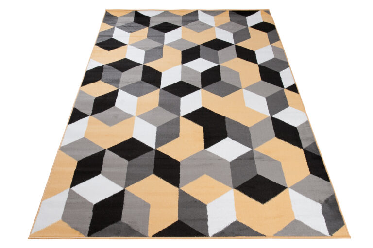 Alfombra Maya Gris Amarillo Cubos