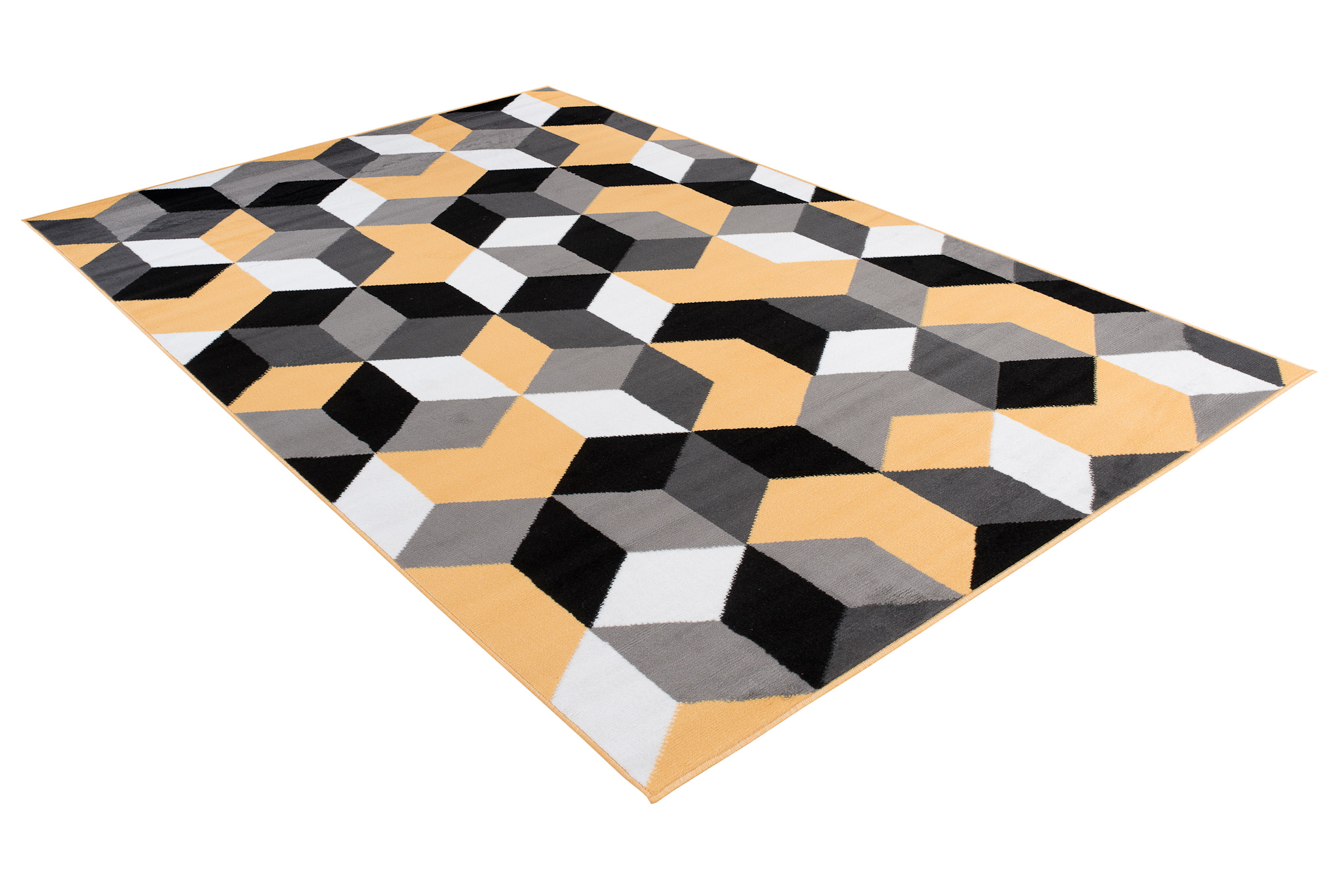 Alfombra Maya Gris Amarillo Cubos