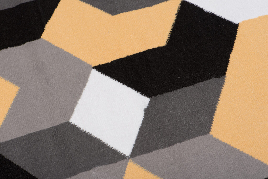 Alfombra Maya Gris Amarillo Cubos