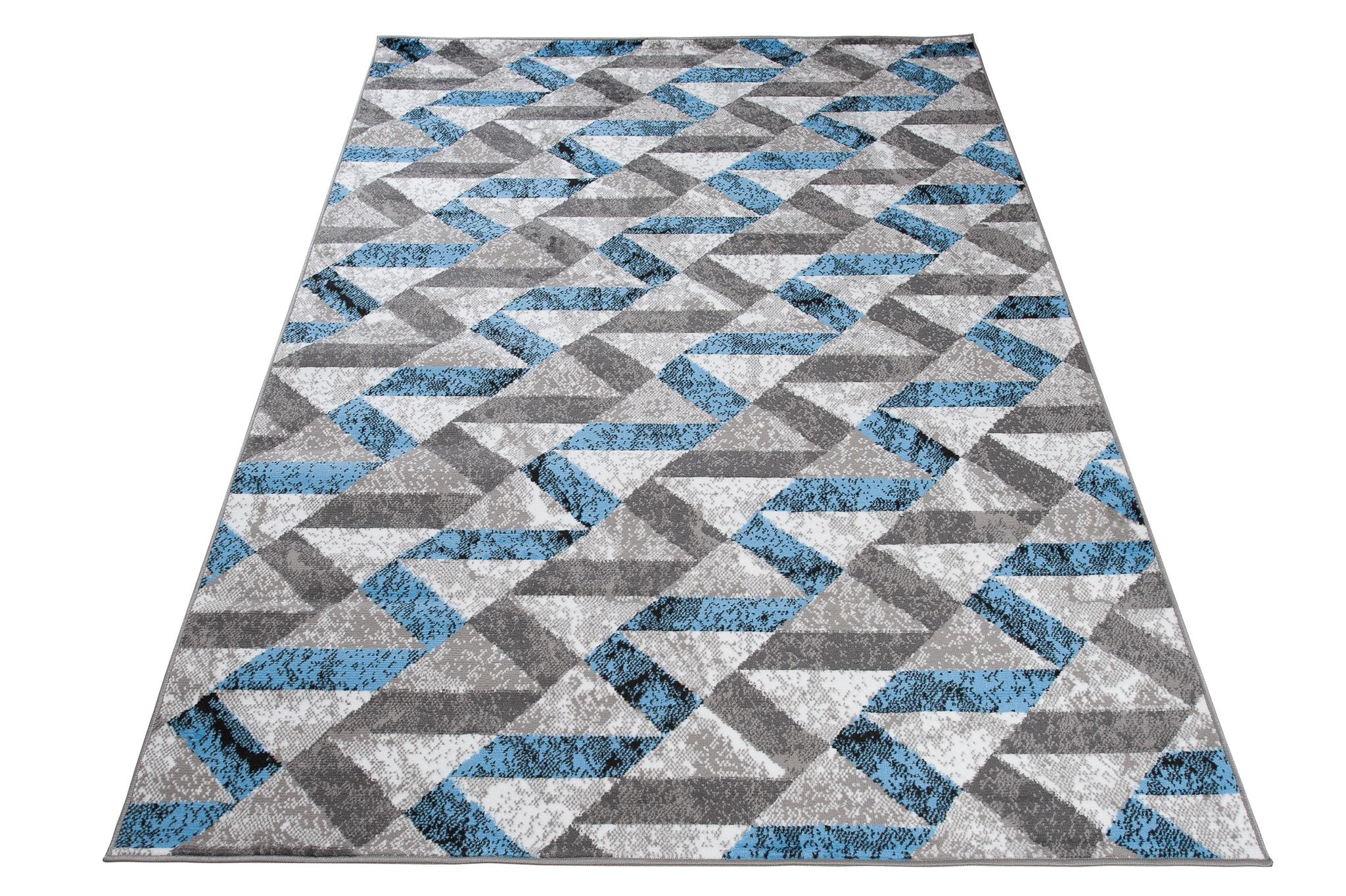 Alfombra Maya Gris Azul Abstracto Zigzag