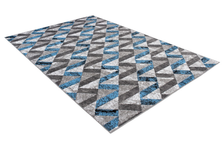 Alfombra Maya Gris Azul Abstracto Zigzag