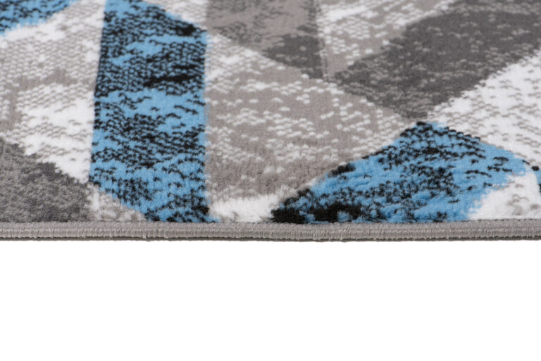 Alfombra Maya Gris Azul Abstracto Zigzag