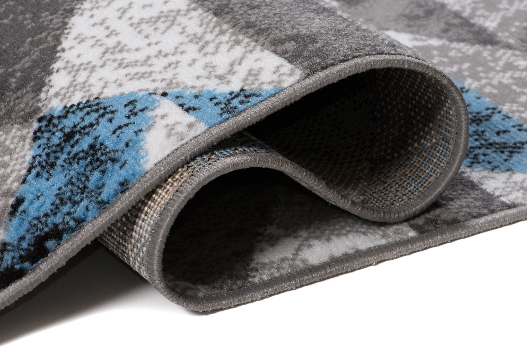 Alfombra Maya Gris Azul Abstracto Zigzag