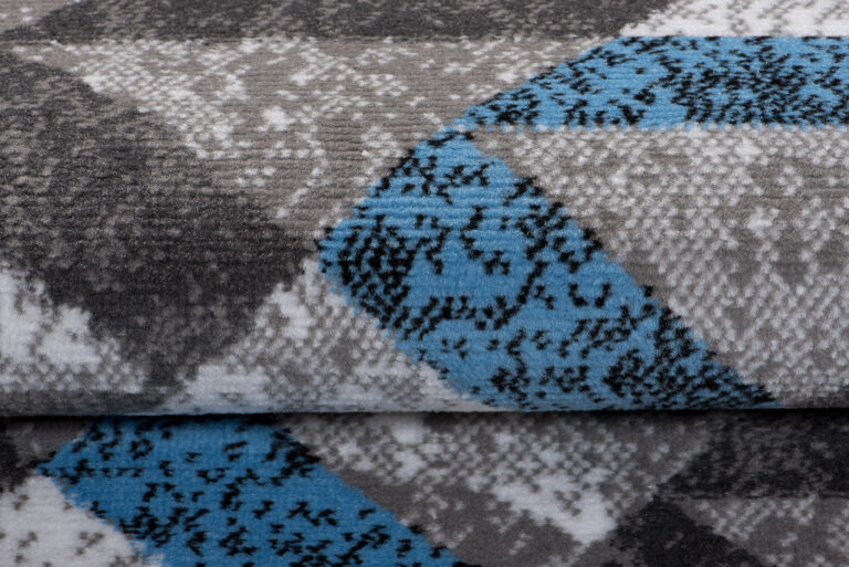 Alfombra Maya Gris Azul Abstracto Zigzag