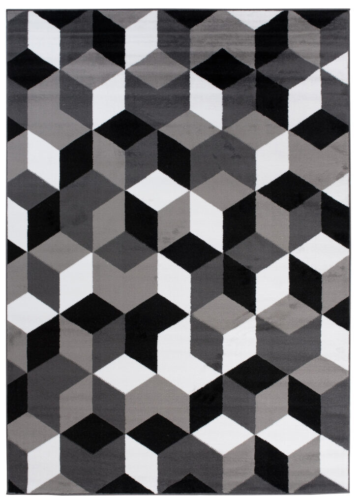 Alfombra Maya Gris Negro Cubos