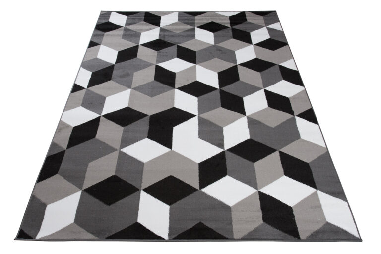 Alfombra Maya Gris Negro Cubos