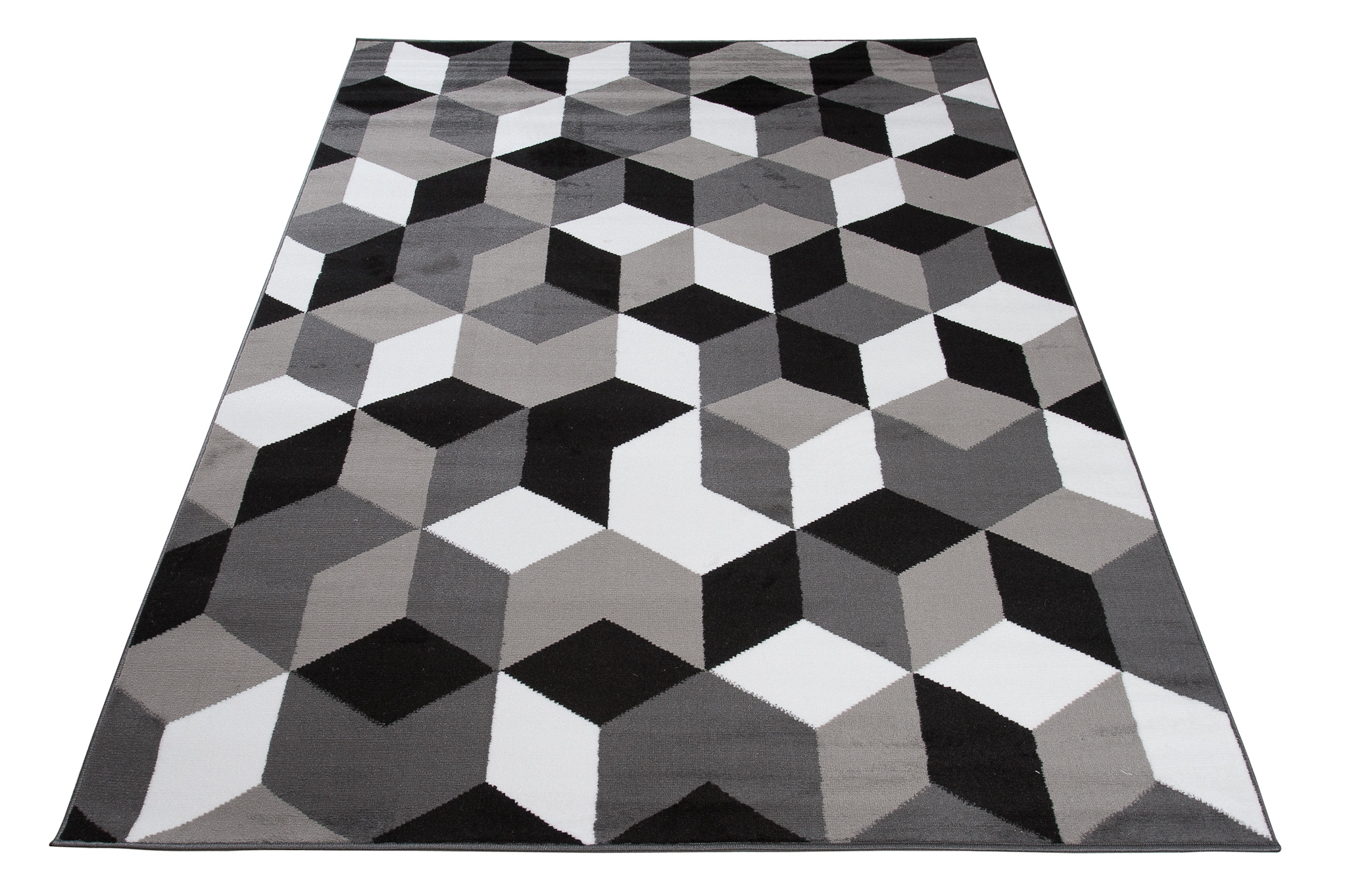Alfombra Maya Gris Negro Cubos