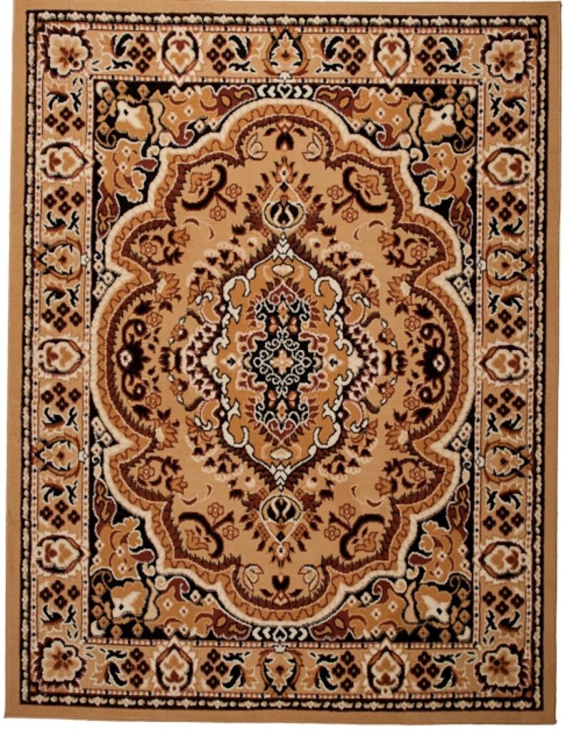 Alfombra Atlas Beige Marrón Tradicional Medallón