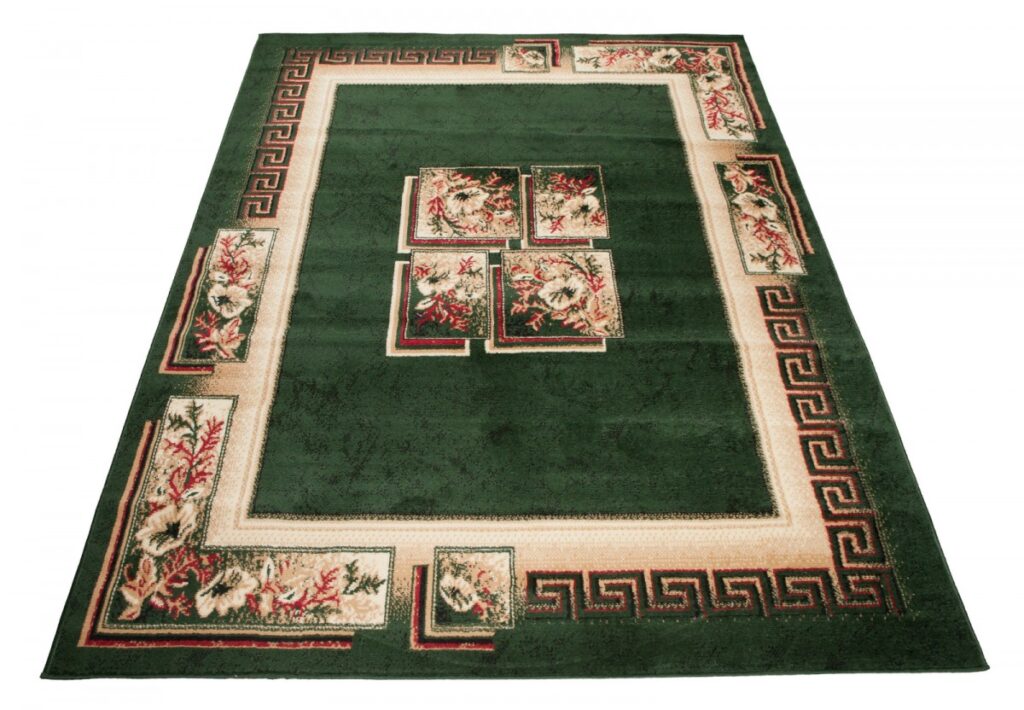 Alfombra Atlas Verde Beige Clásico Borde