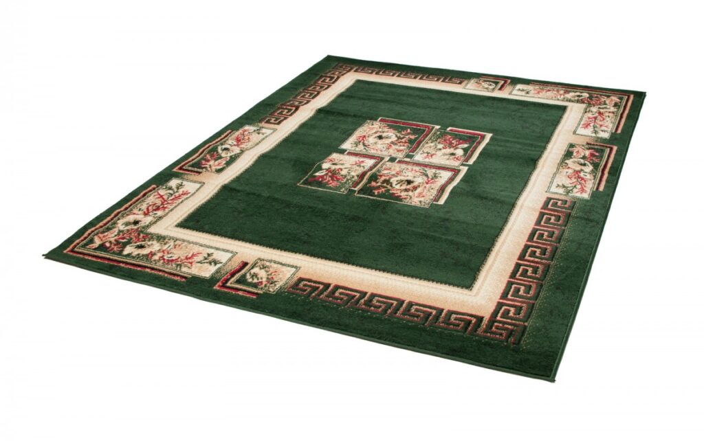 Alfombra Atlas Verde Beige Clásico Borde