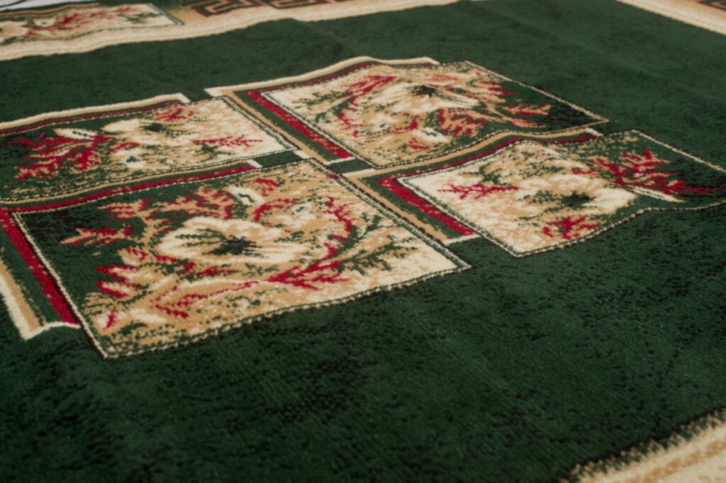 Alfombra Atlas Verde Beige Clásico Borde